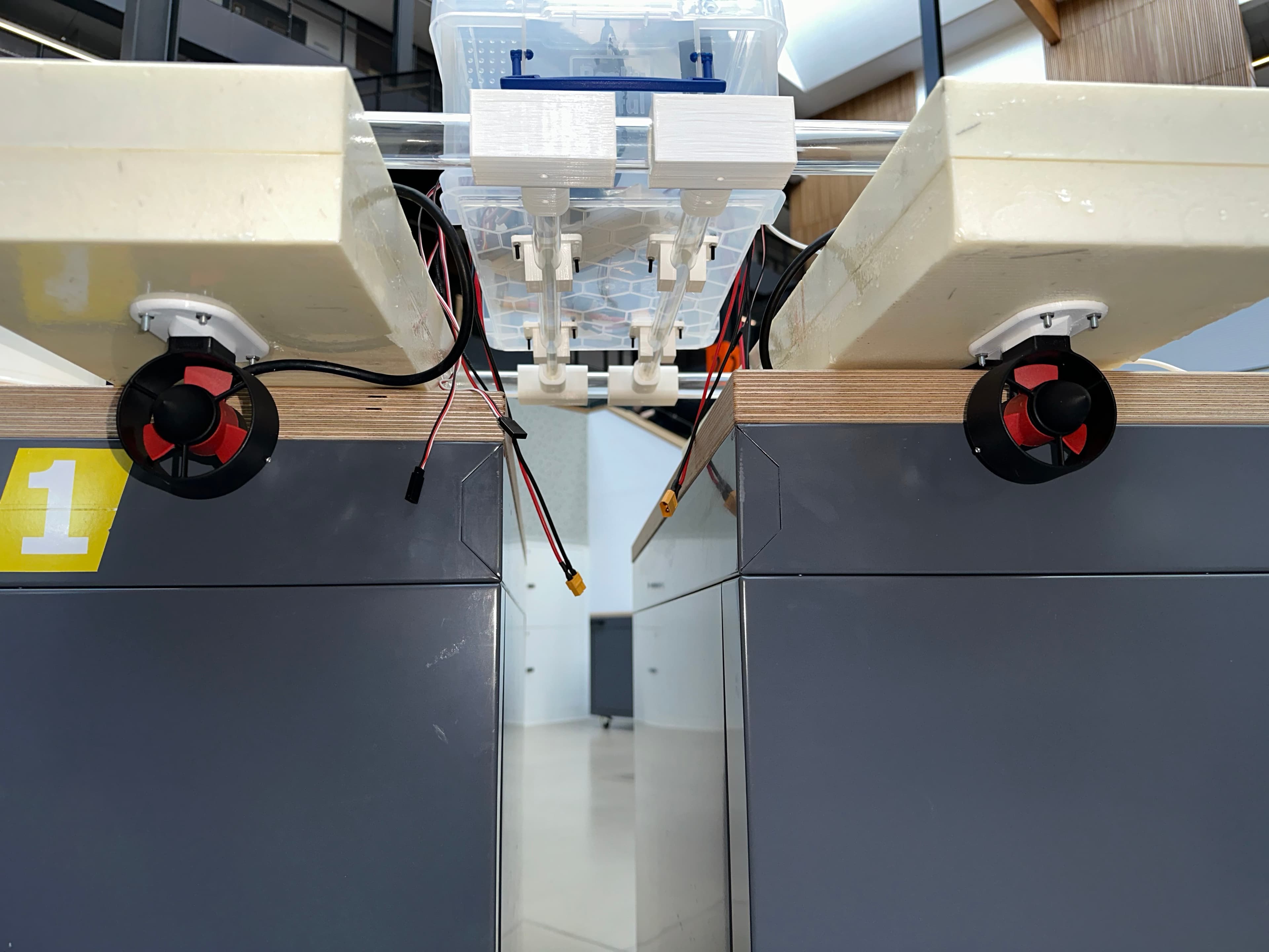Motor system of the unmanned surface vehicle, showcasing the thrusters